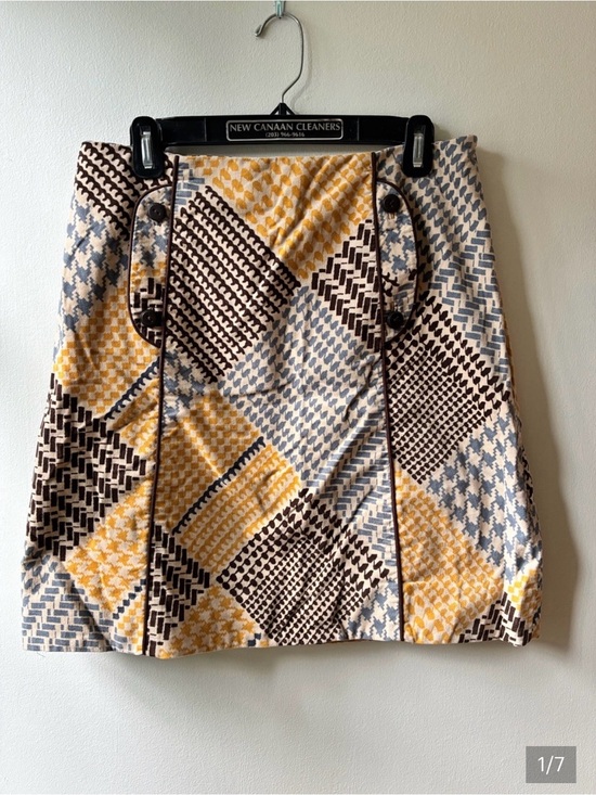 Anthropologie Dresses & Skirts - Maeve Anthropologie Patchwork Mini Skirt in Yellow, Brown & Blue